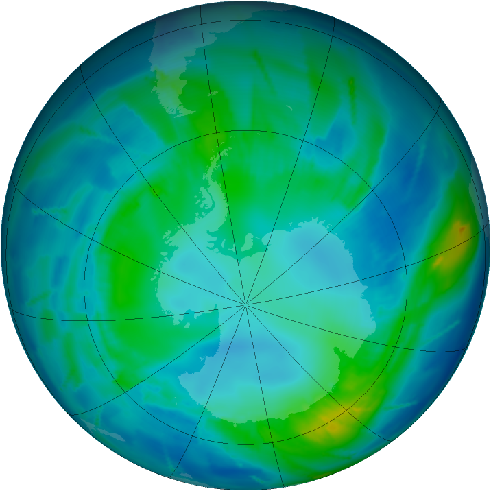 Antarctic ozone map for 27 April 2011